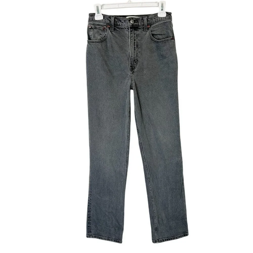 Abercrombie Fitch‎ 90s Straight Ultra High Rise Jeans Womens Size 26 Gray